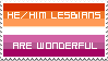 Stamp: He/him lesbians are wonderful